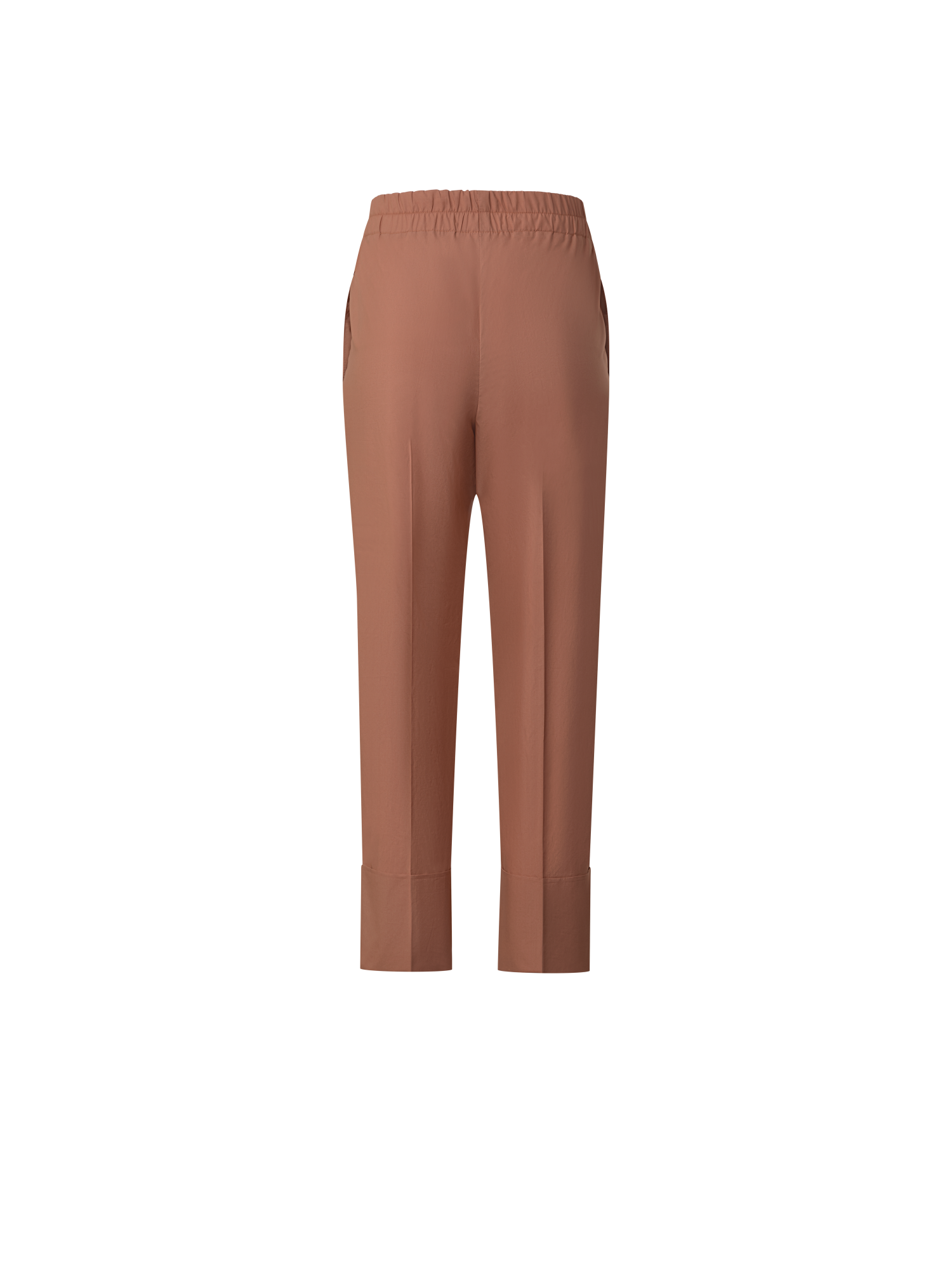Designer Tapered Cotton Pants with Elastic Waist - brown