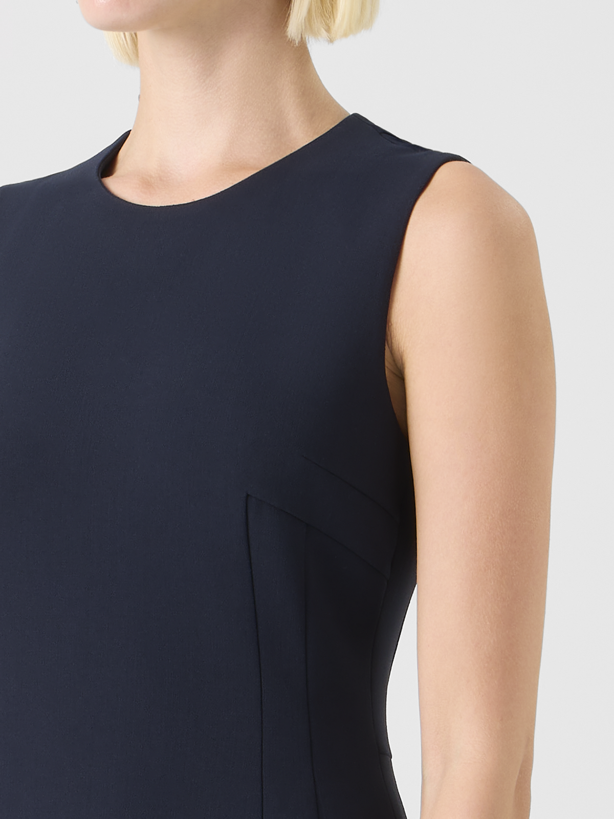 Designer Wool Bi-Stretch Double-Face Sheath Dress - navy #editorial