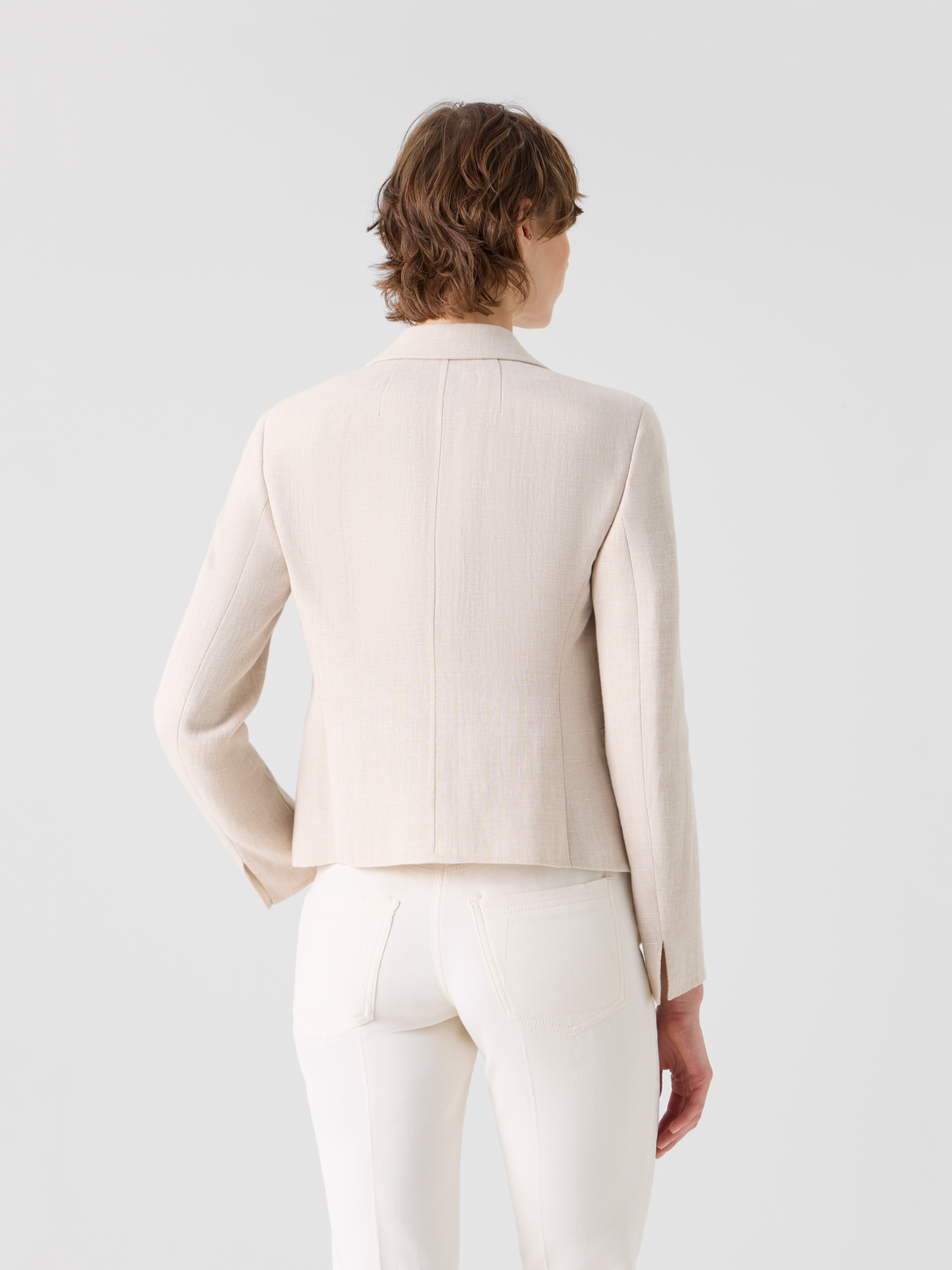Designer Deneuve Short Fitted Jacket in Linen Wool Double-Face - neutral - beige #editorial