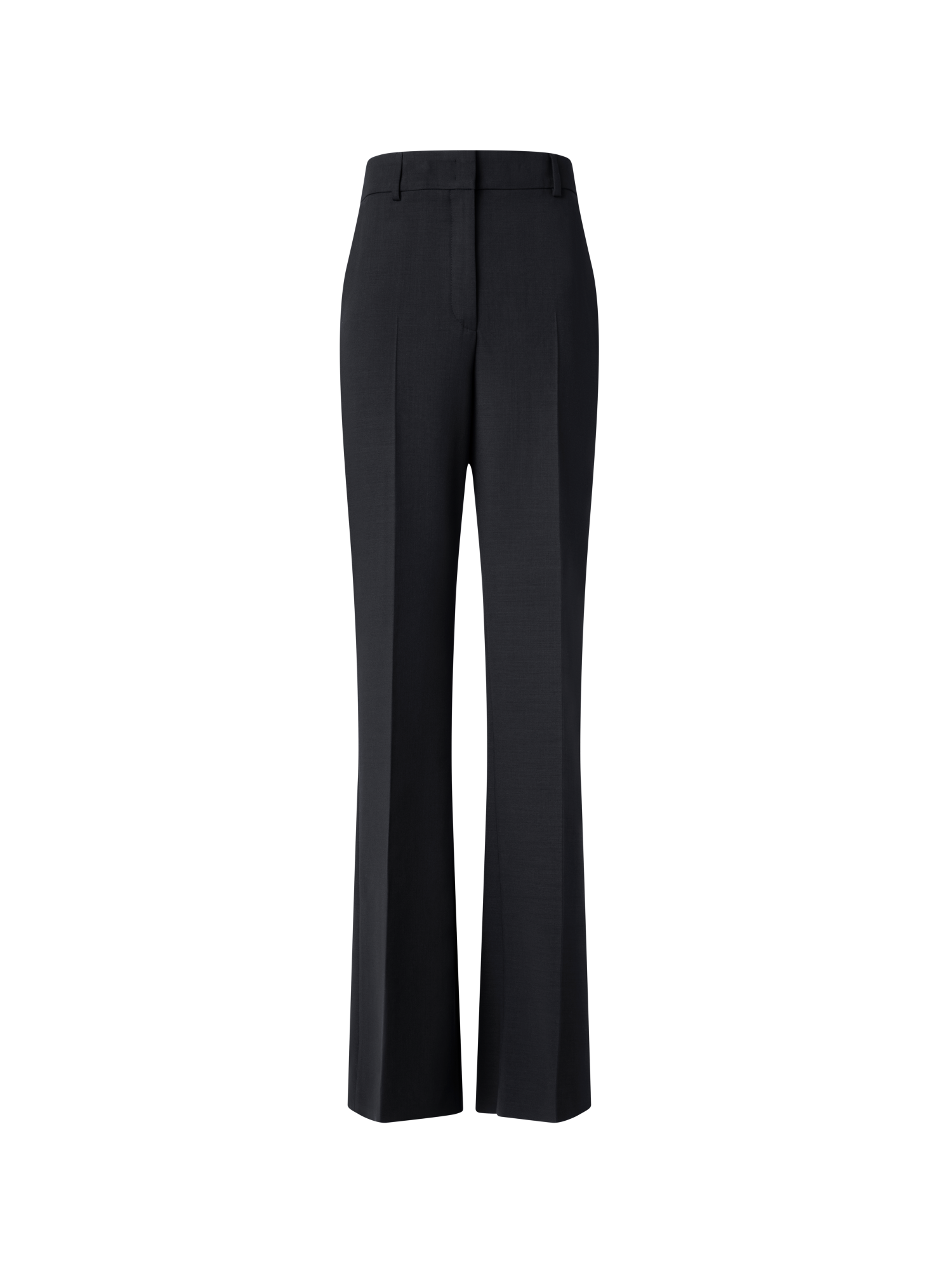 Designer Wide Straight Wool Stretch Double-Face Pants - black - neutral
