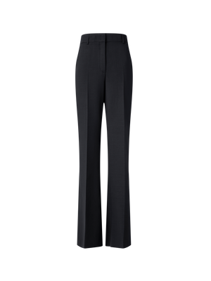 Designer Wide Straight Wool Stretch Double-Face Pants - black - neutral