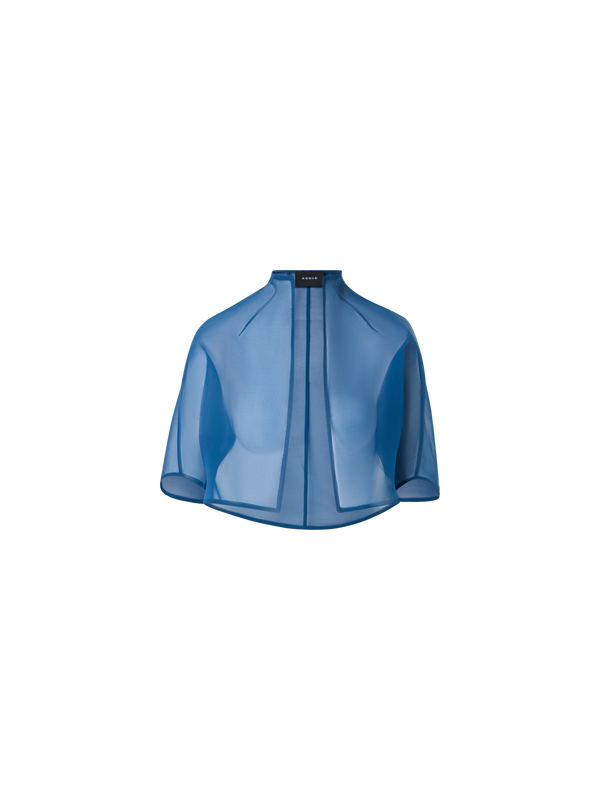 Designer Silk Organza Short Bolero - blue