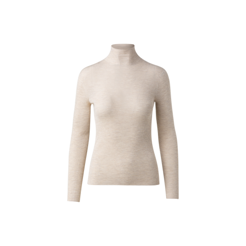Cashmere Silk Fine Rib Mockneck