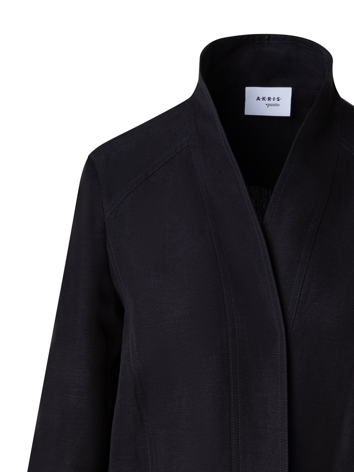 Designer Linen Blend Shawl Collar Jacket - black