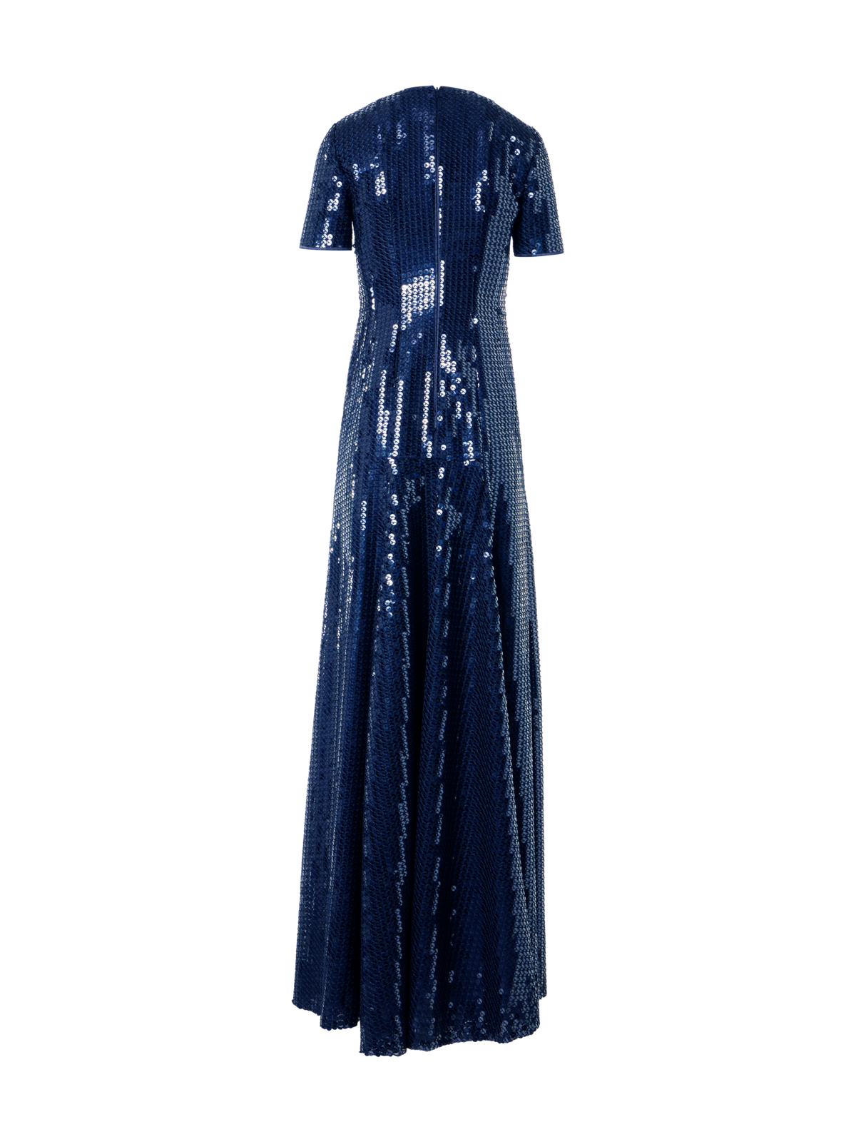 Designer Corded Sequins on Chiffon Evening Gown - navy