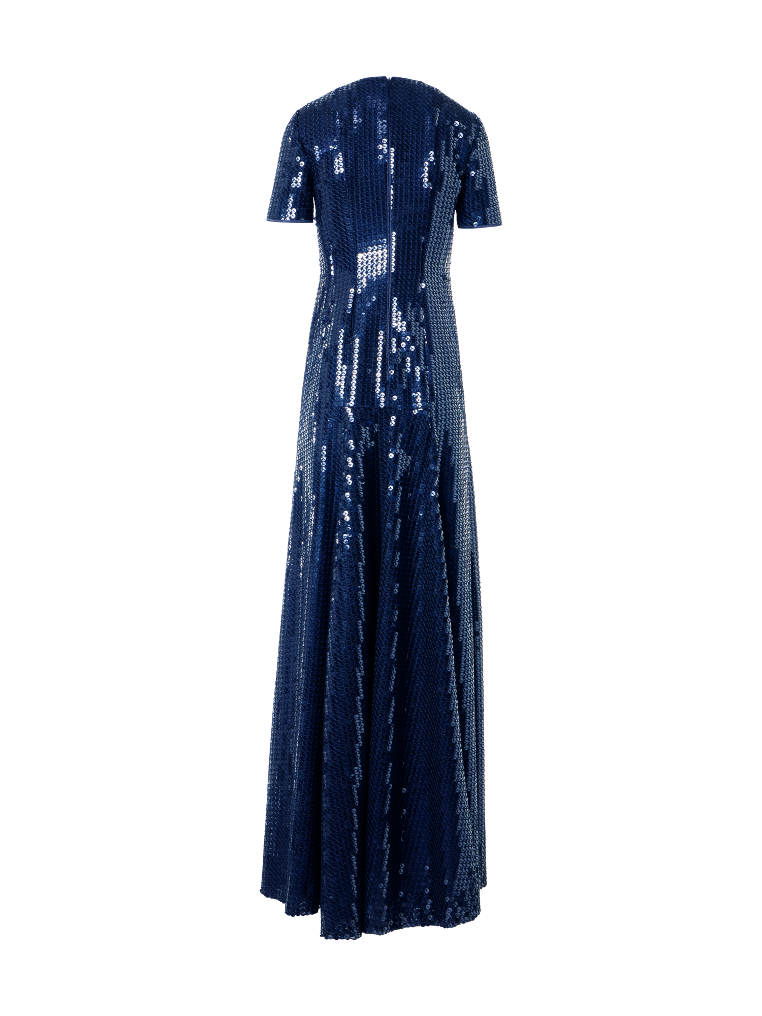 Designer Corded Sequins on Chiffon Evening Gown - navy