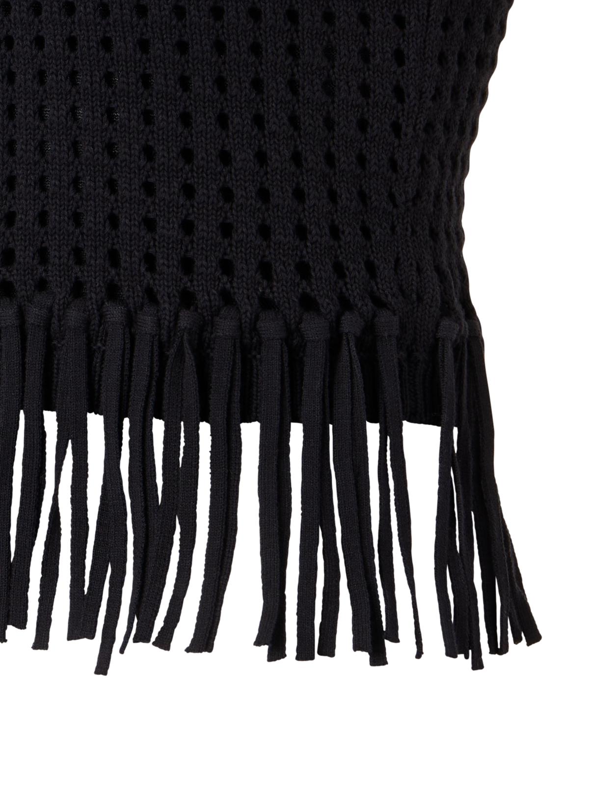 Designer Short Chunky Cotton Mesh Knit Top - black