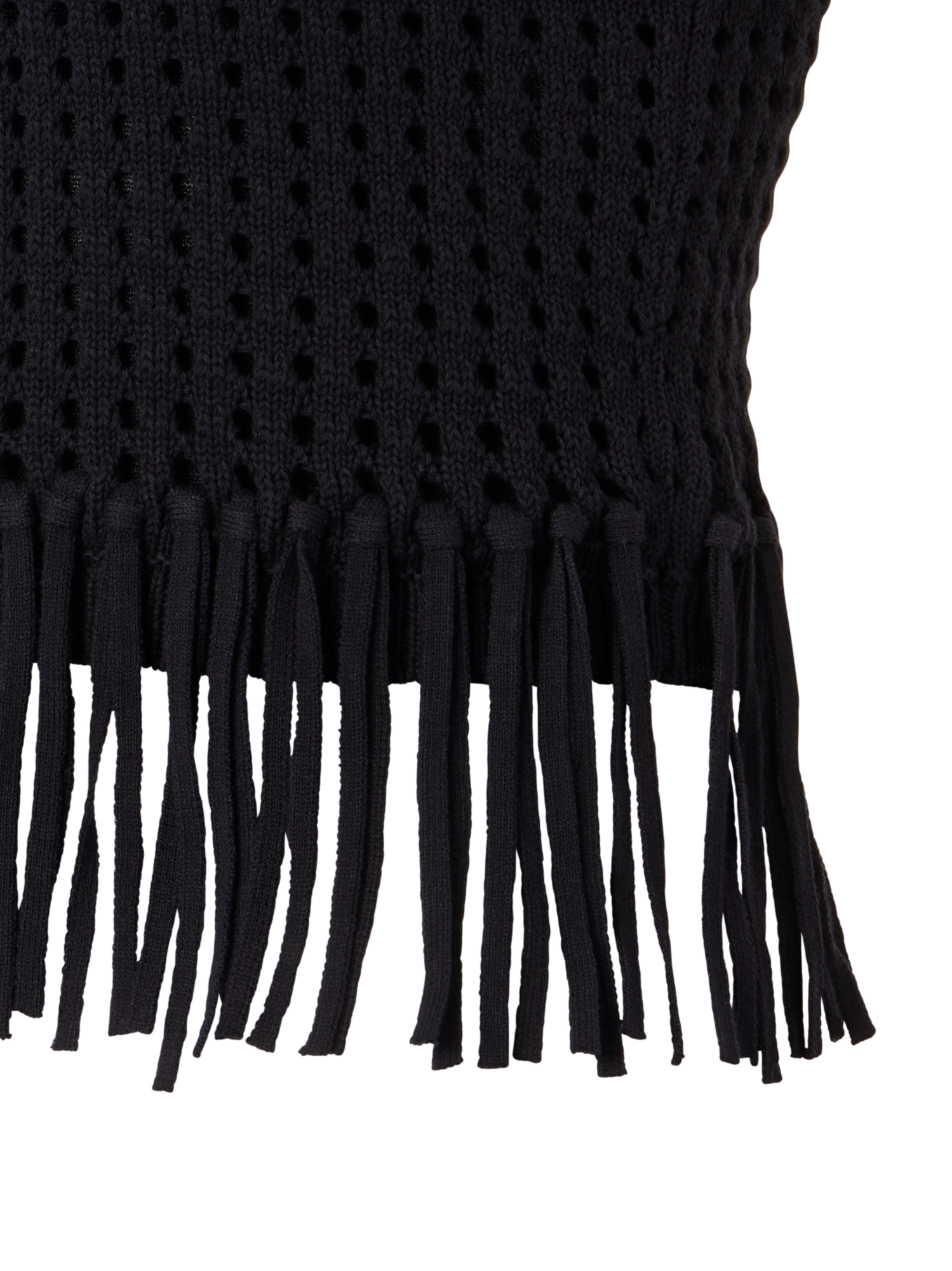 Designer Short Chunky Cotton Mesh Knit Top - black