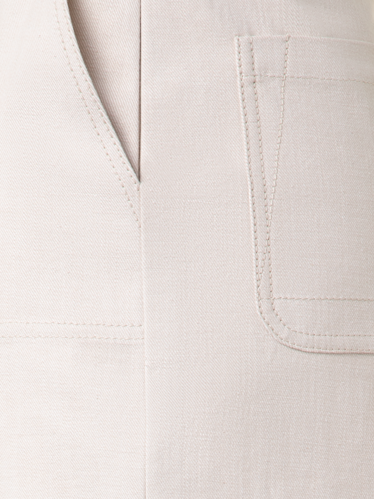 Designer Conical Ankle-Length Cotton Denim Stretch Pants - neutral - pastel - beige