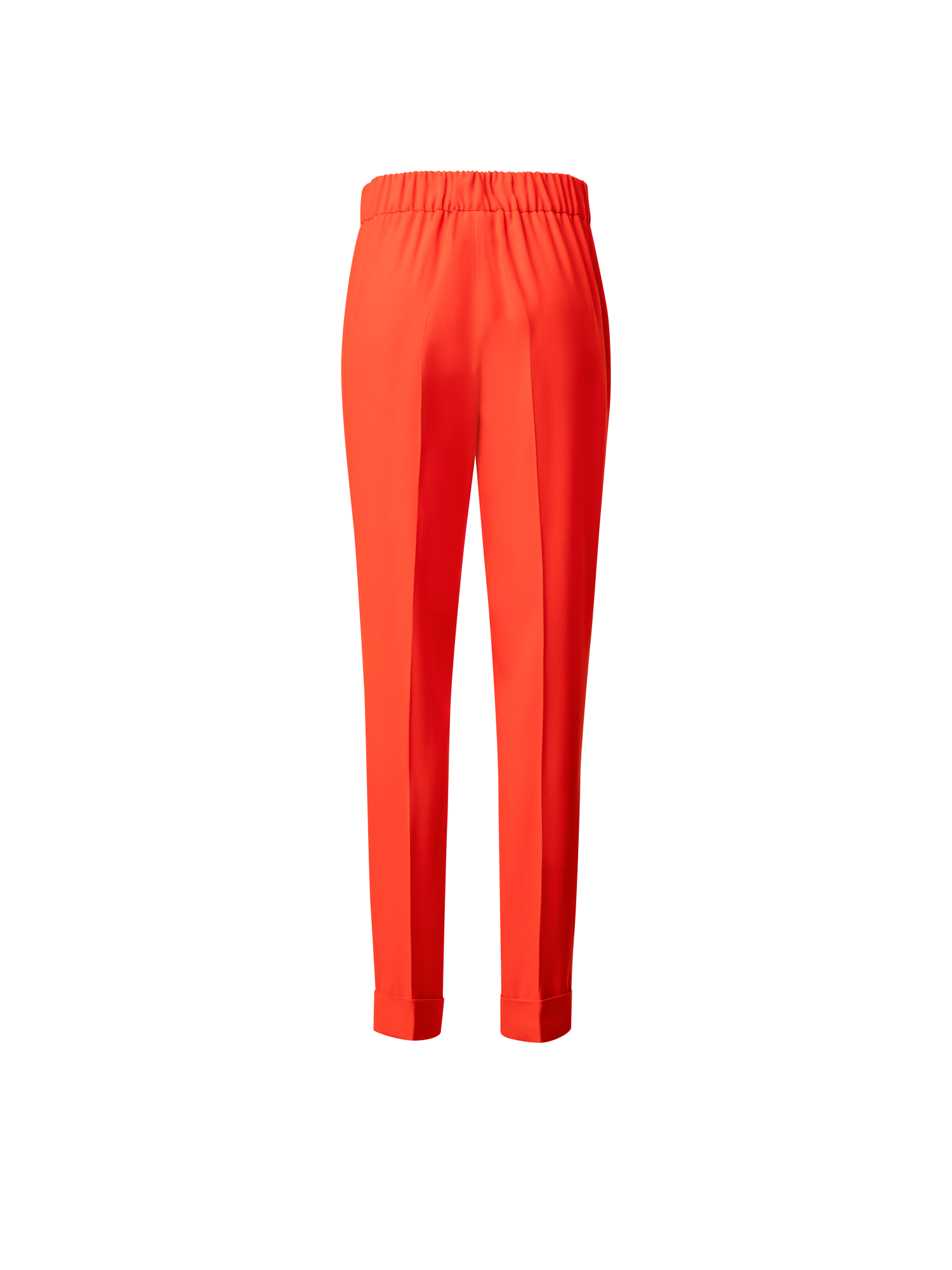 Designer Tapered Crêpe Pants with Elastic Back - red