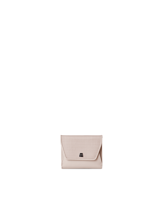 Designer Compact Wallet in Horsehair and Leather - neutral - beige