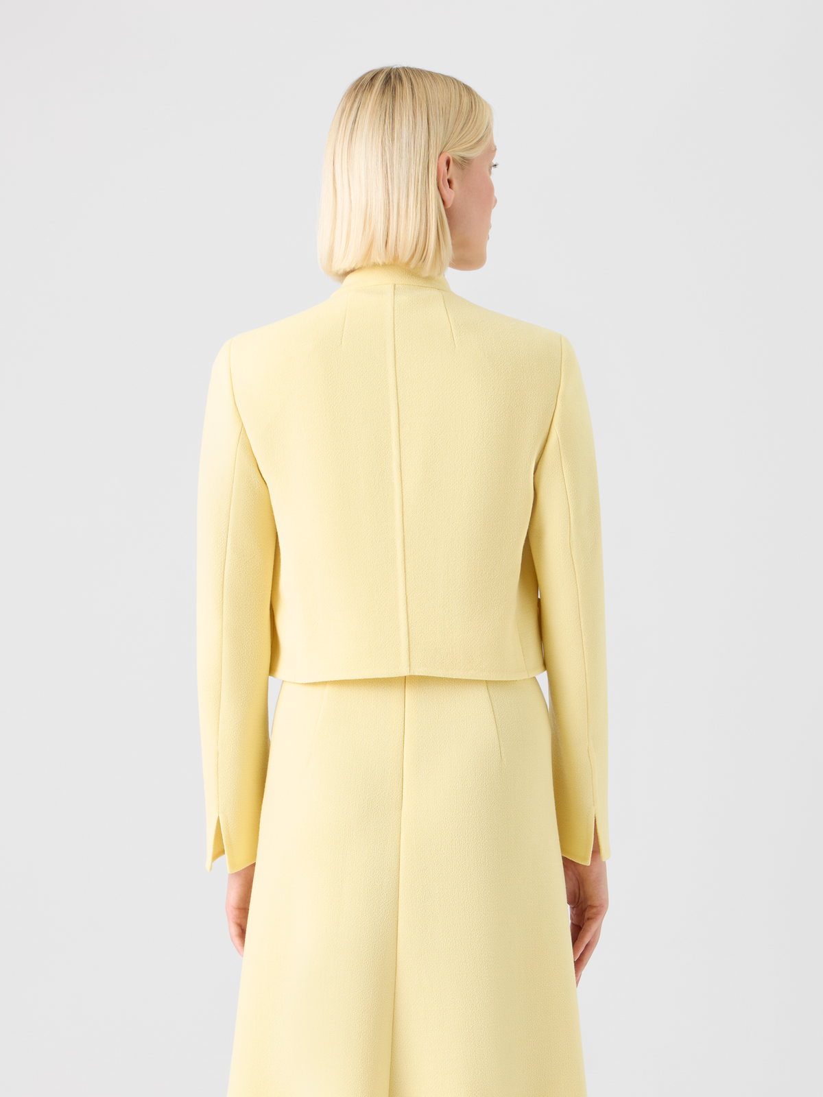 Designer Short Wool Crêpe Double-Face Jacket - yellow #editorial