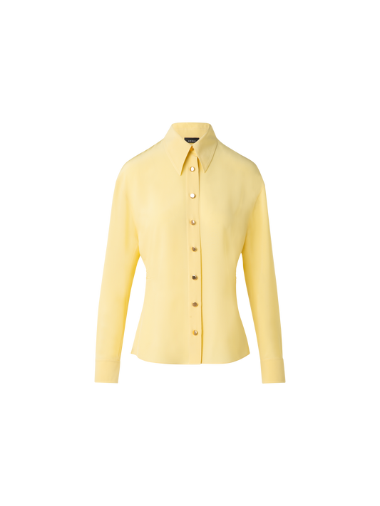 Designer Fitted Silk Blouse - pastel - yellow