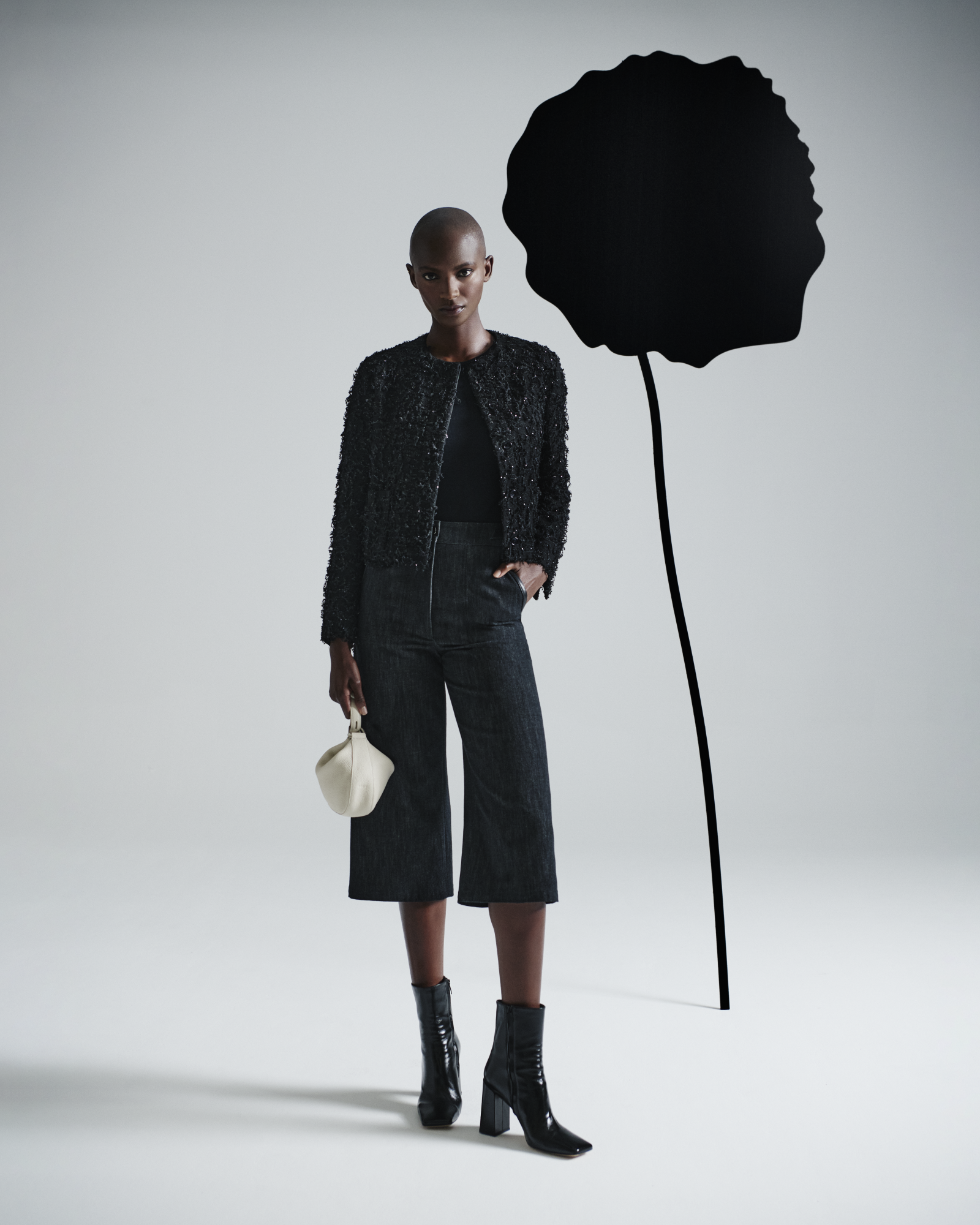 Designer Sleeveless Knit Top in Silk Stretch - black 