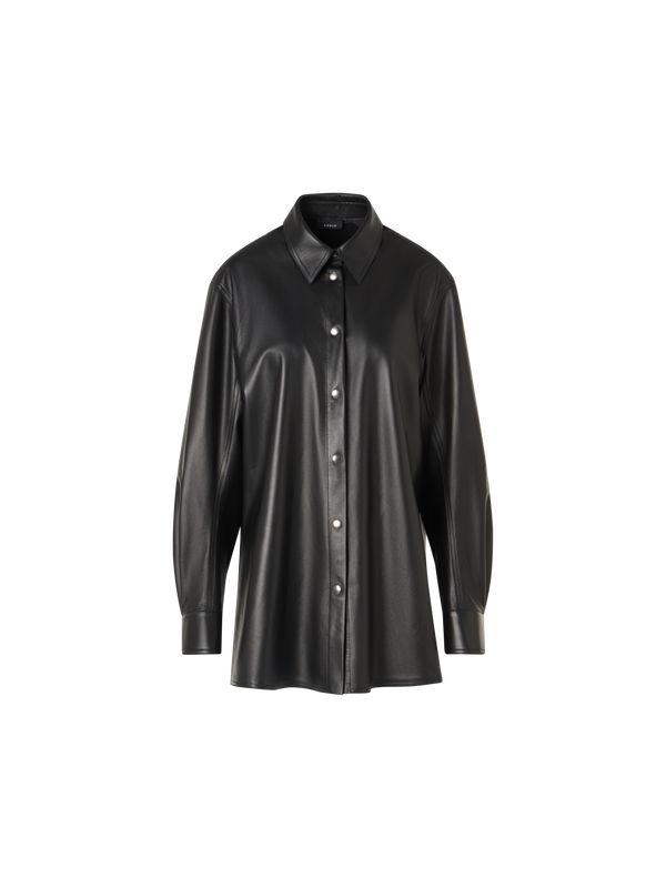Designer Oversize Nappa Leather Shirt - black