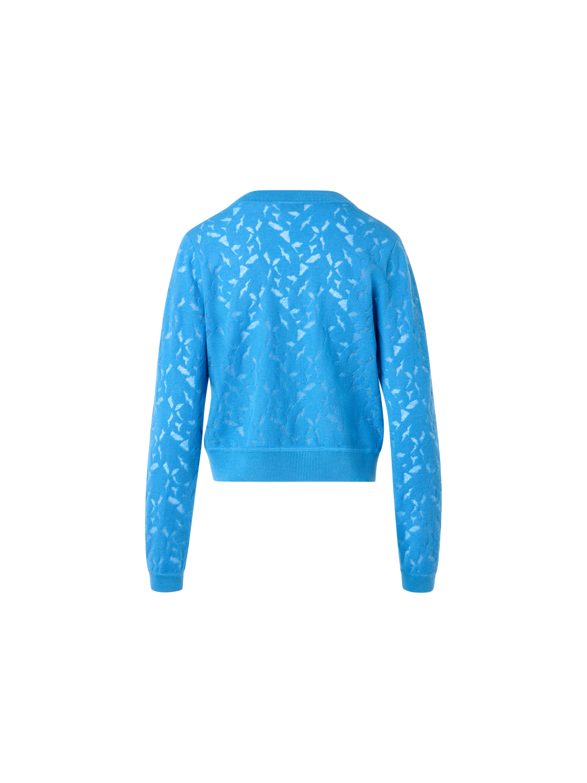 Designer Wool-Silk Whitecaps Intarsia Cardigan - blue