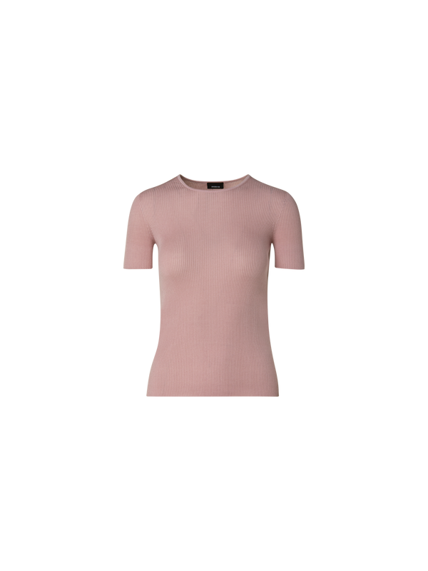 Designer Silk Cotton Rib Short Sleeve Pullover