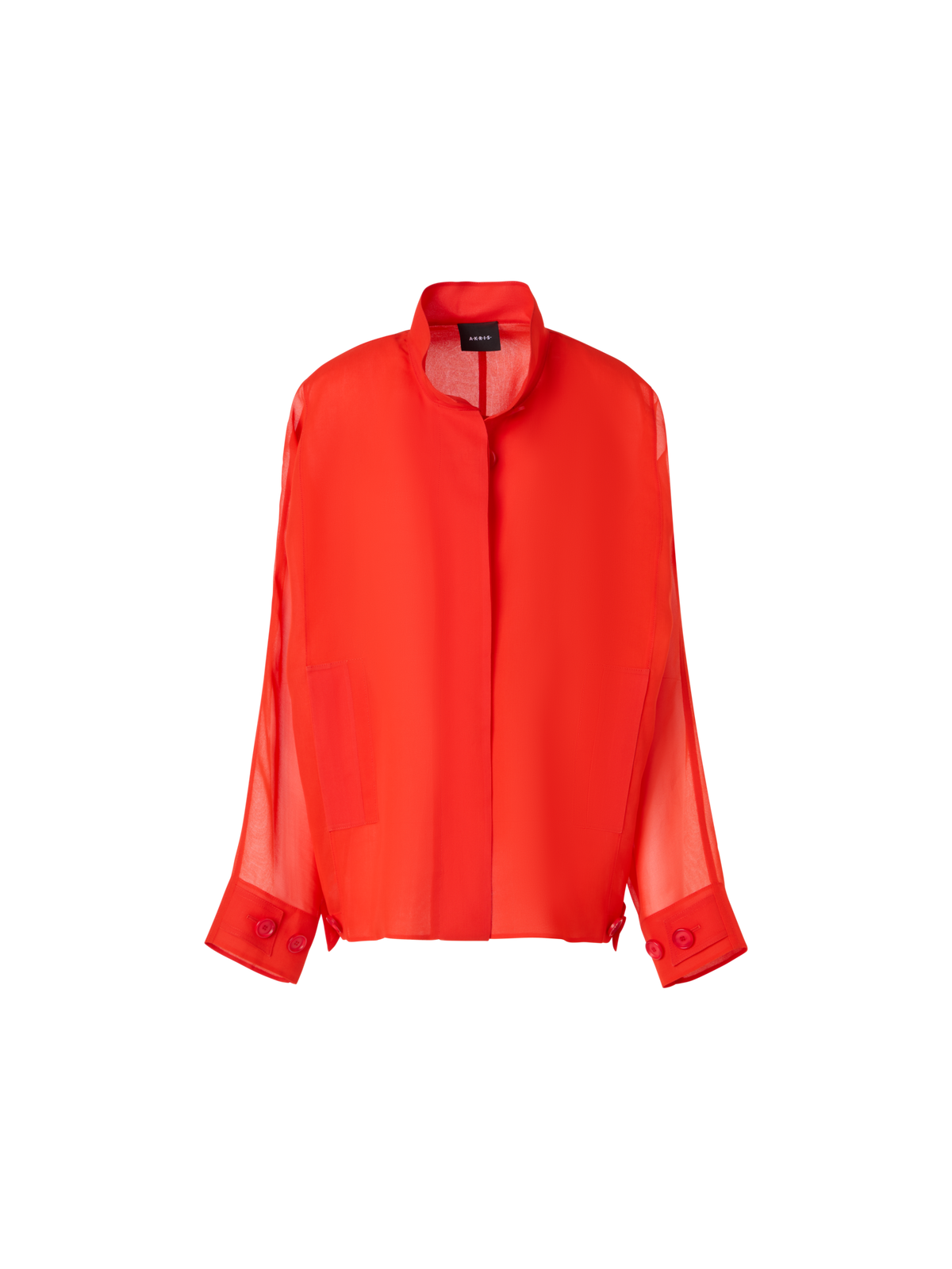 Designer Huma Oversize Parka Jacket in Silk Organza - red