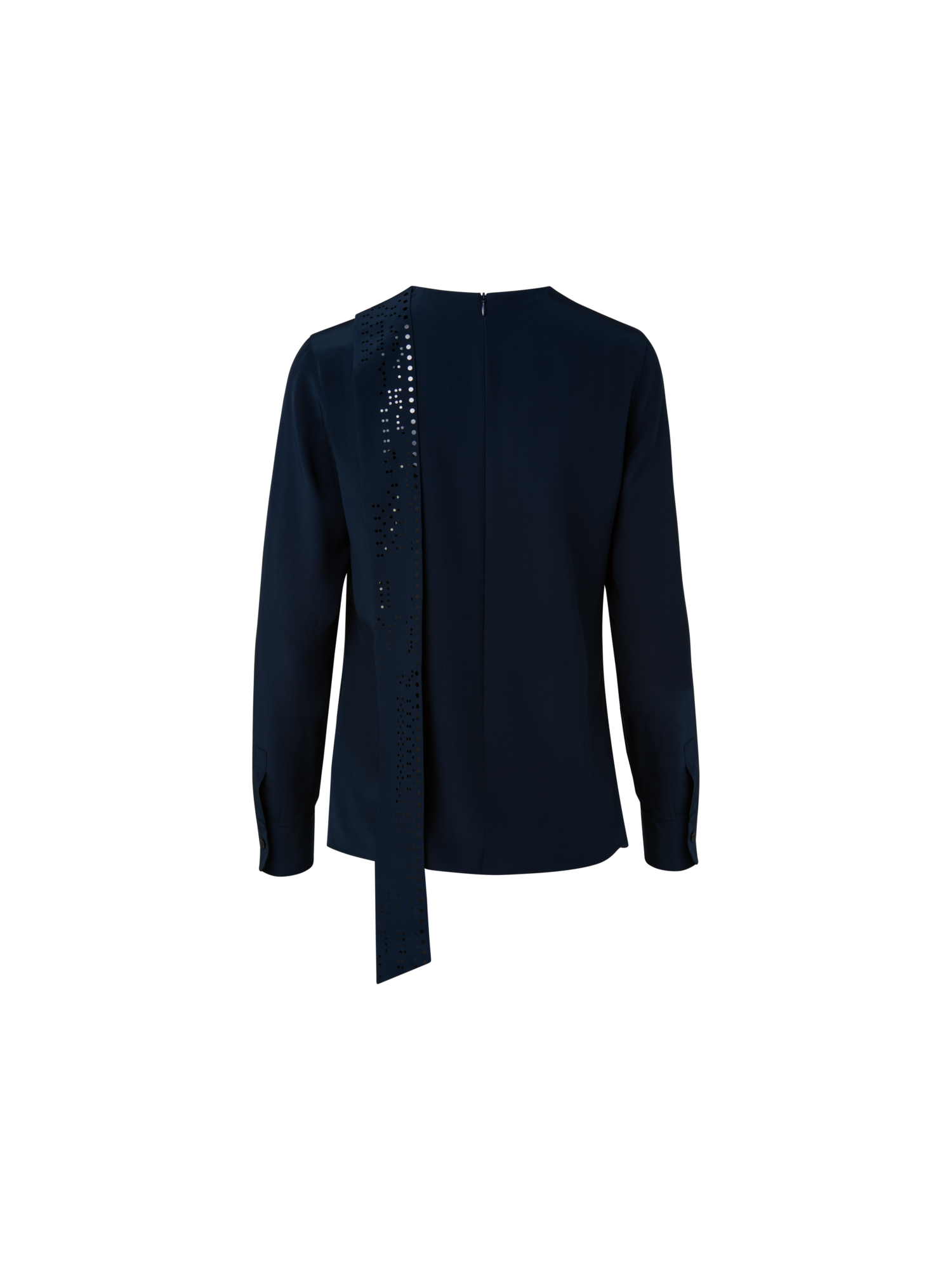 Designer Silk Crêpe Asymmetrical Sash Blouse