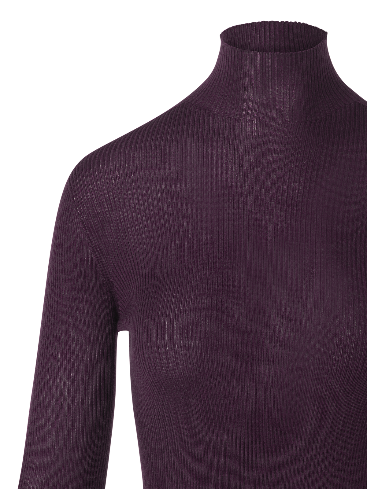 Designer Fine Rib Cashmere Silk Mock Neck Sweater - red