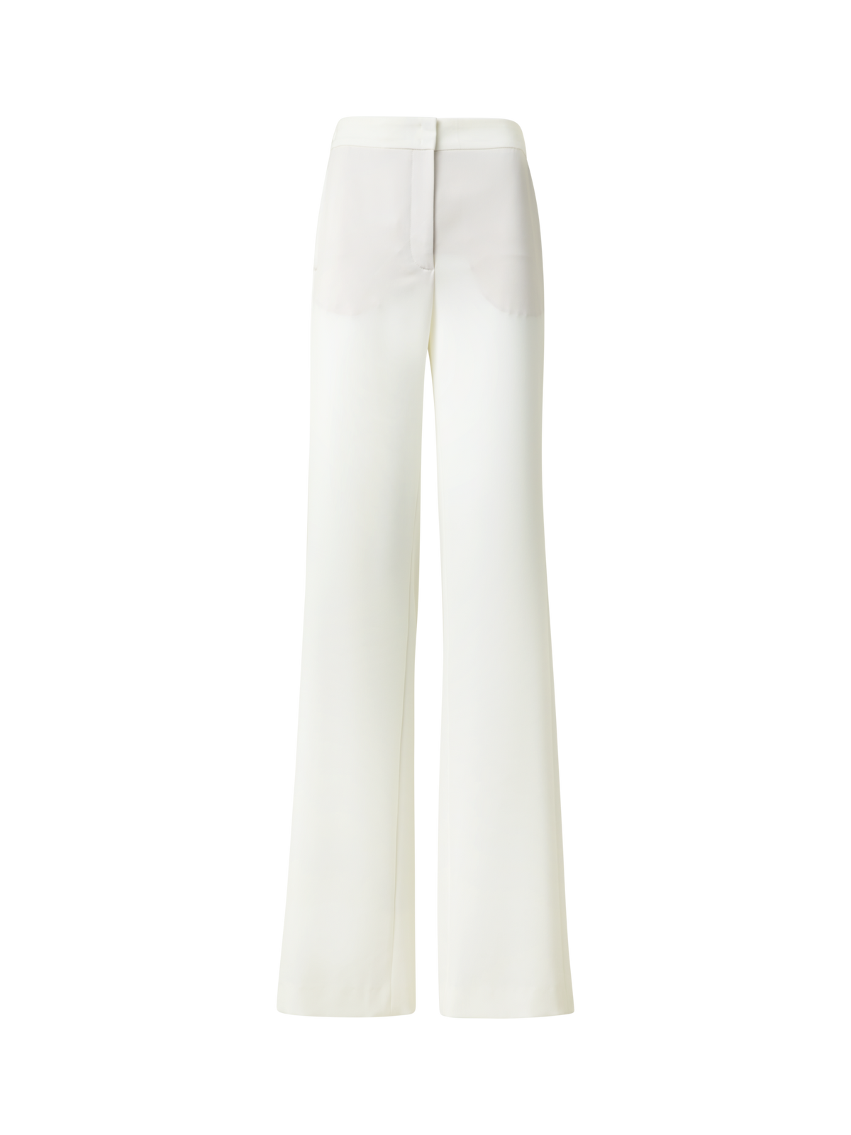 Designer Straight Laser Cut Pants with Elastic Waist - neutral - ecru - white