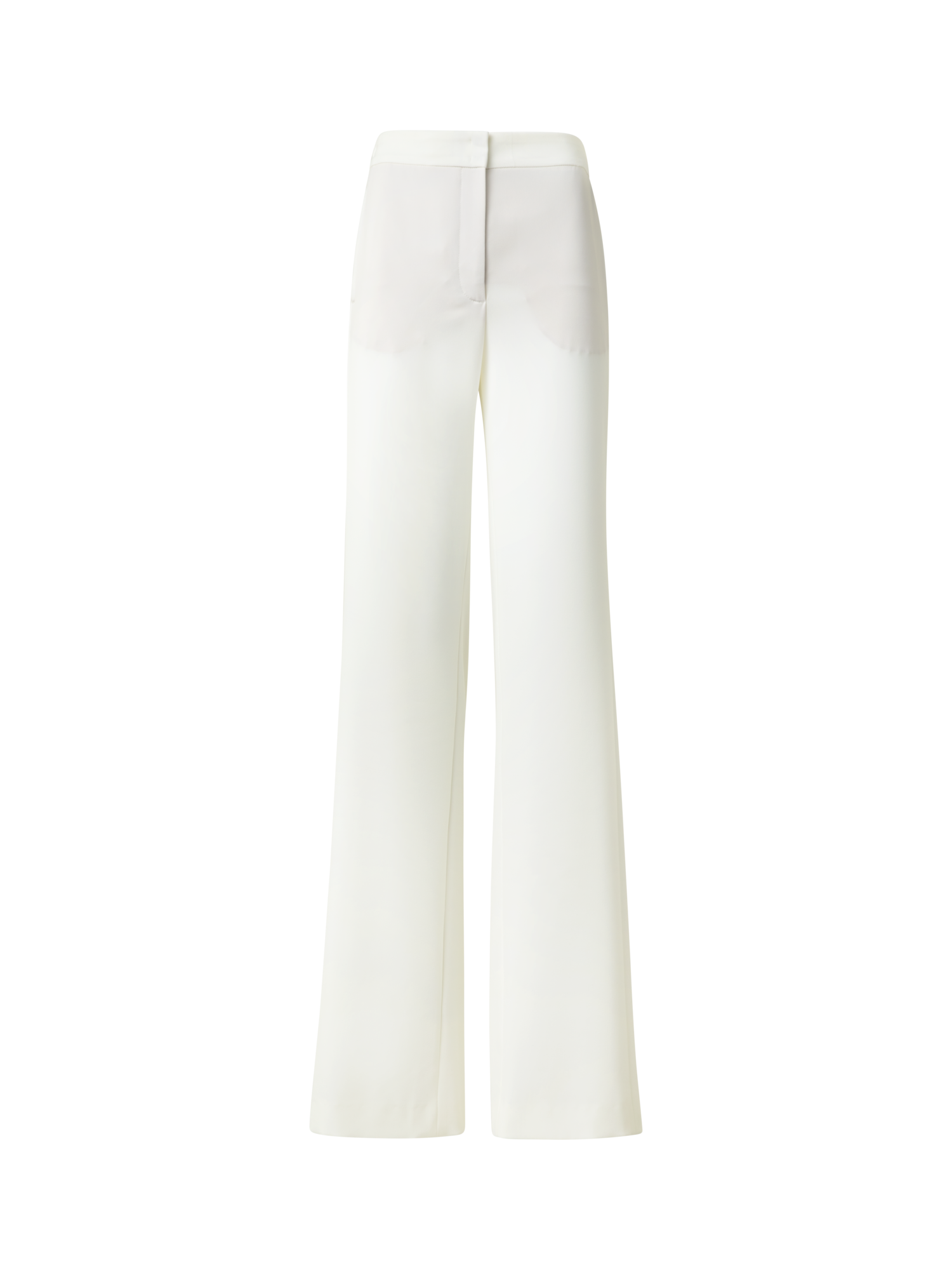 Designer Straight Laser Cut Pants with Elastic Waist - neutral - ecru - white