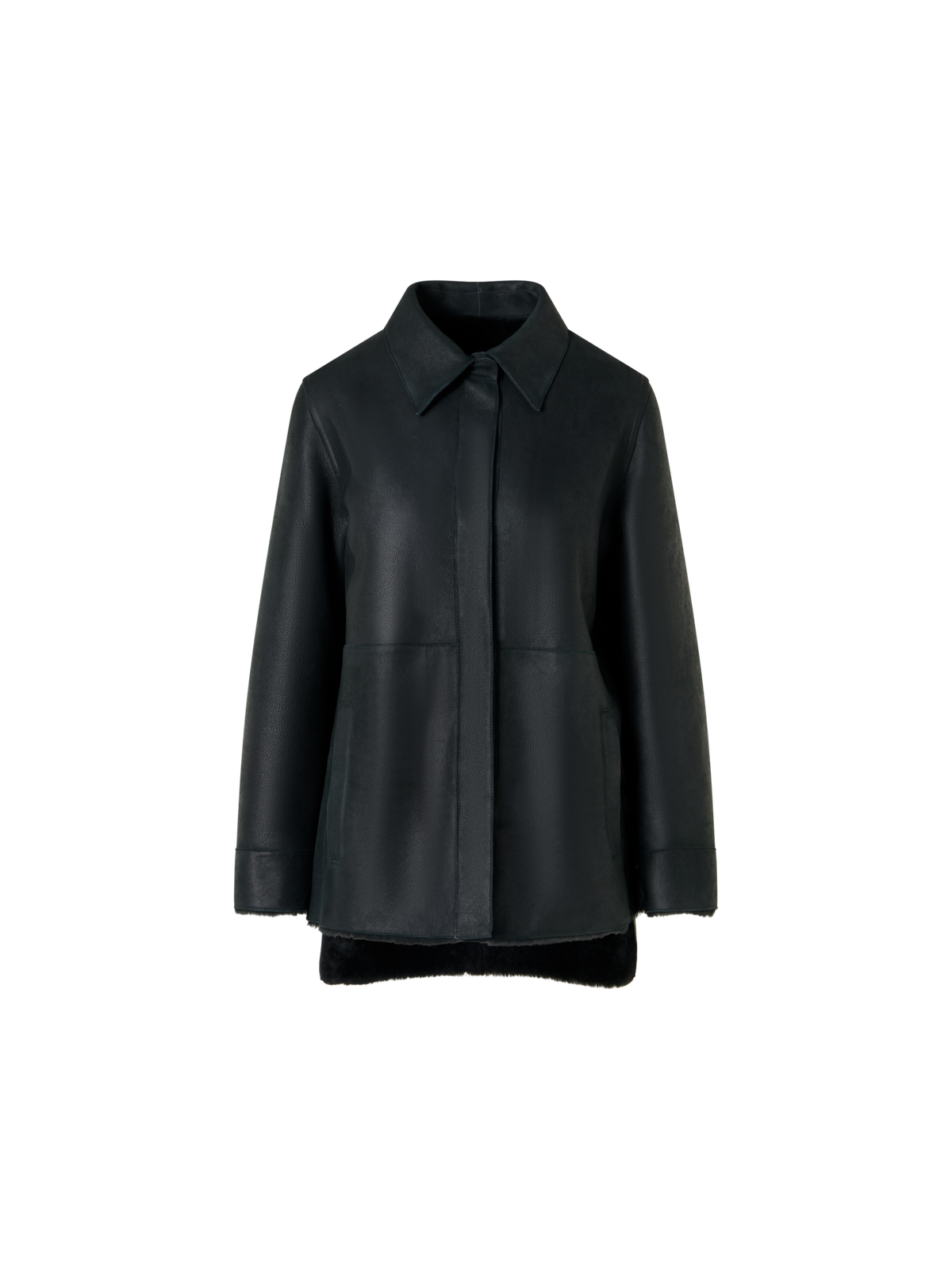 Designer Reversible Merinillo Lambskin Shirt Jacket - black - green