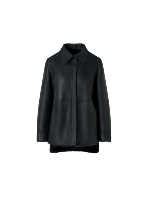 Designer Reversible Merinillo Lambskin Shirt Jacket - black - green