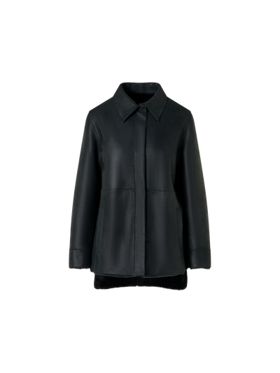 Designer Reversible Merinillo Lambskin Shirt Jacket - black - green