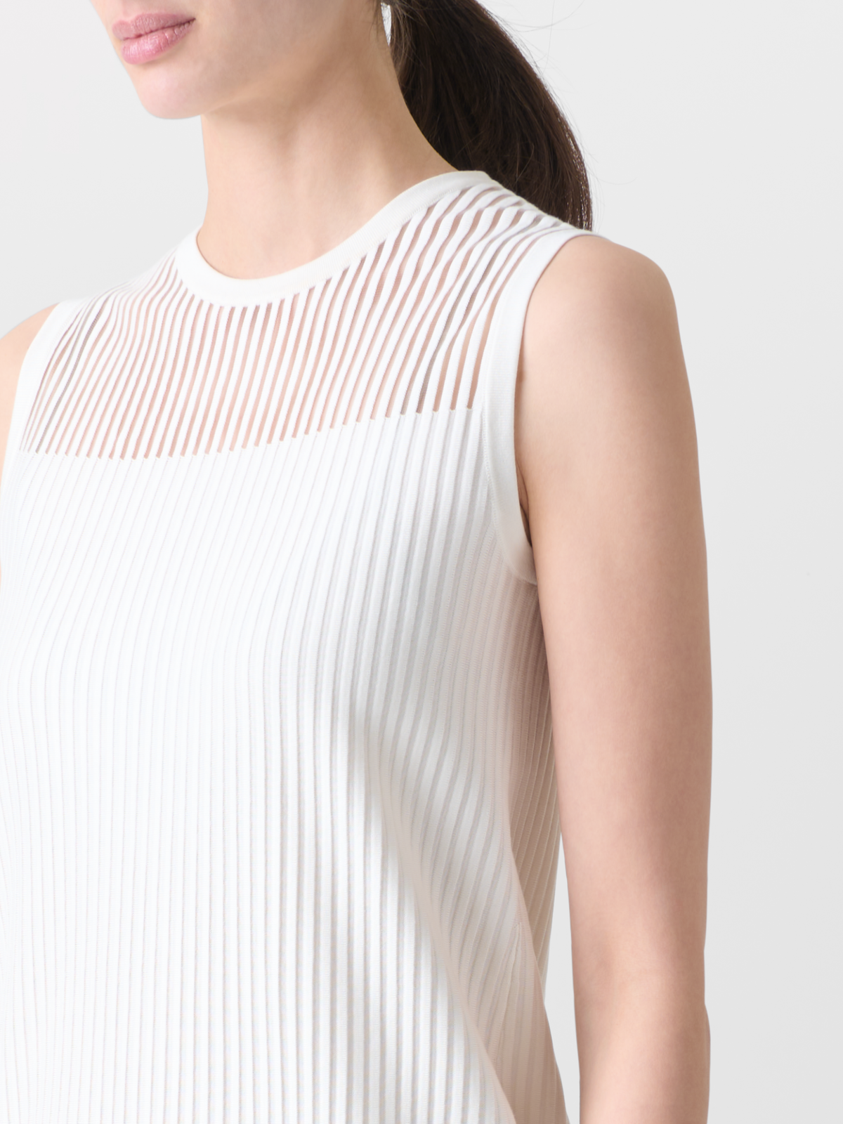 Designer Knit Dress in Semi-Sheer Silk Cotton - neutral - ecru - white #editorial