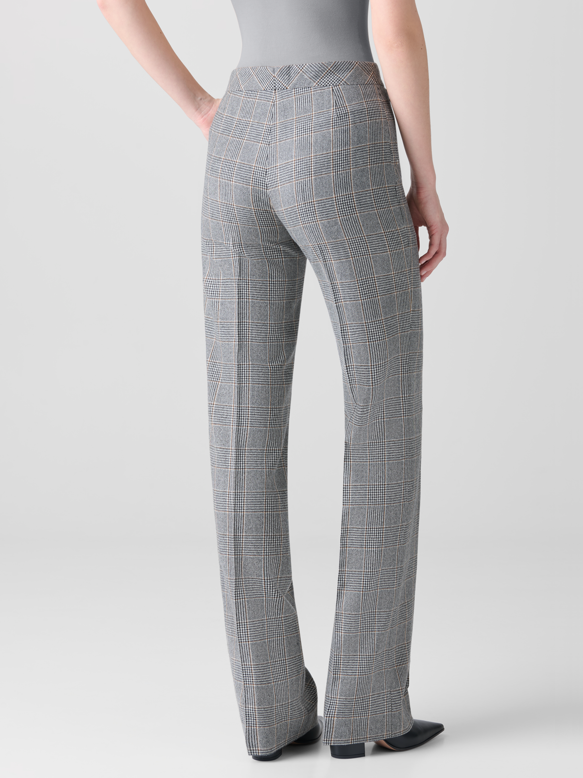 Designer Straight Plaid Pure Cashmere Pants - black - multicolor