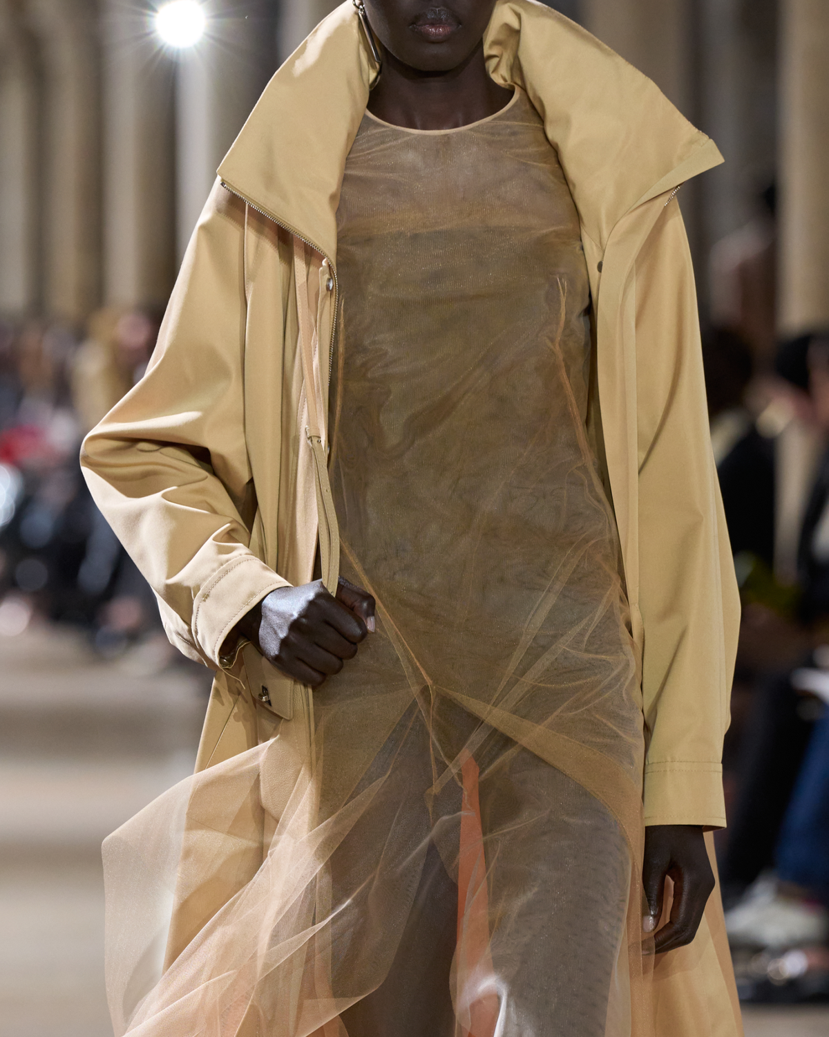 Designer Maxi Coat in Water Repellent Silk Poplin - neutral - pastel - beige #editorial