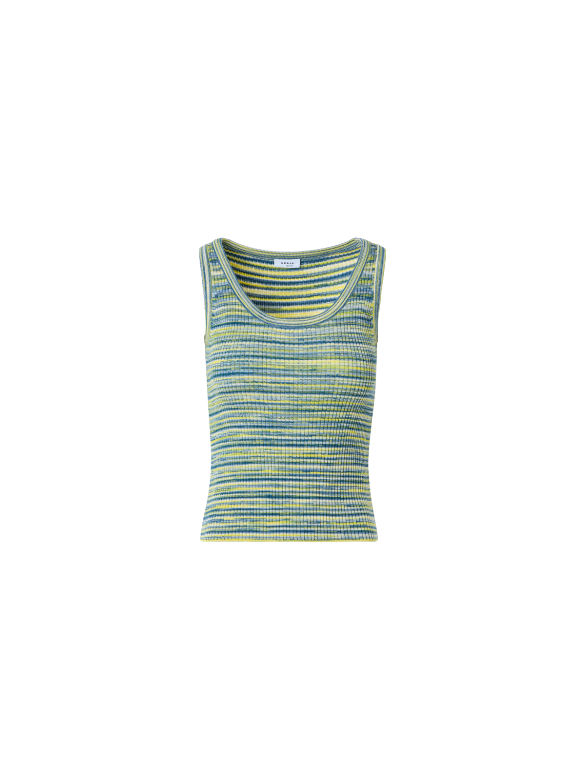 Designer Fitted Scoop Neck Space-Dye Merino Rib Knit Tank - multicolor