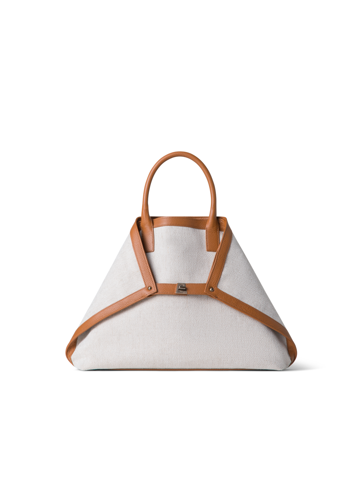 Designer Ai Medium Top Handle Tote - ecru - white - neutral - brown - multicolor