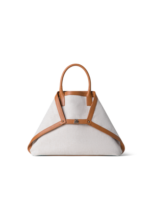 Designer Ai Medium Top Handle Tote - ecru - white - neutral - brown - multicolor