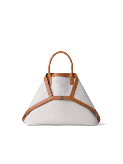 Designer Ai Medium Top Handle Tote - ecru - white - neutral - brown - multicolor