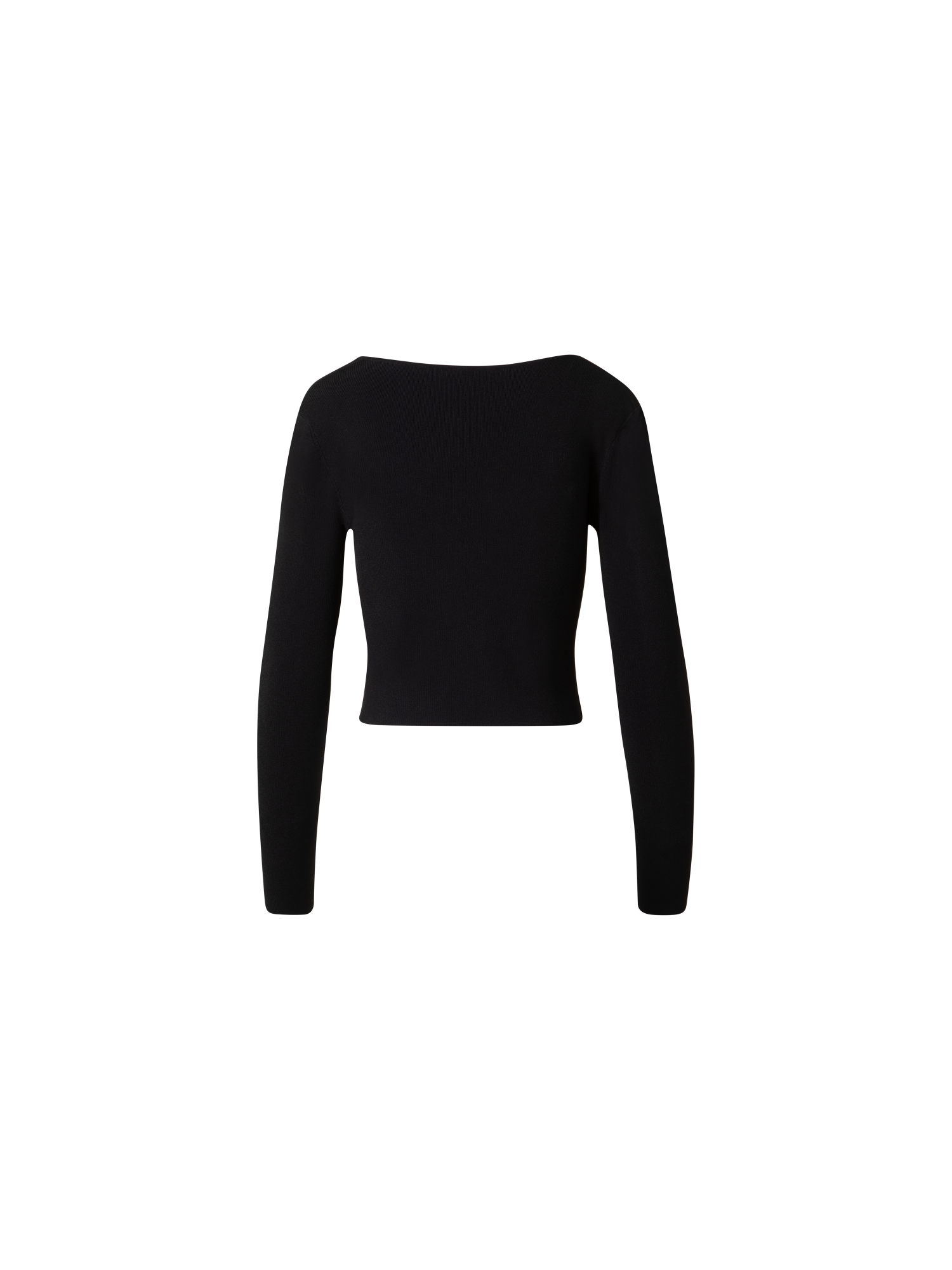 Designer Cropped Long Sleeves Knit Top in Viscose - black