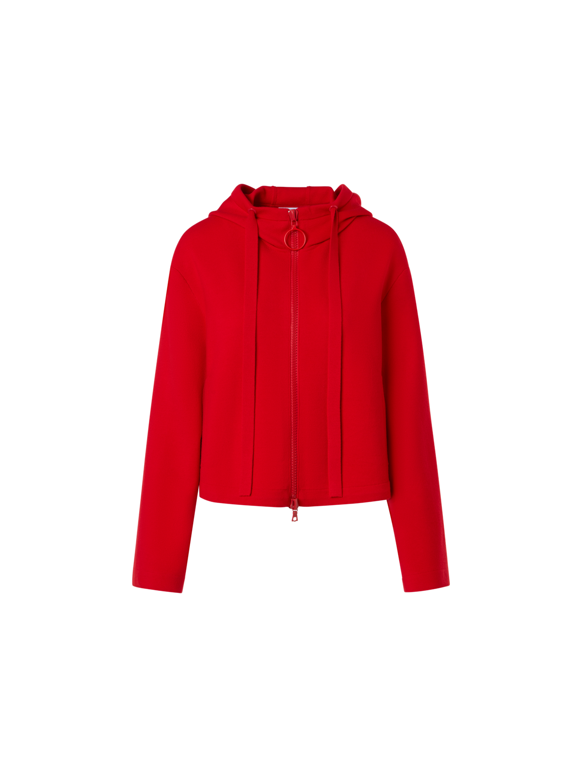 Designer Cropped Milano Knit Hoodie Jacket - red