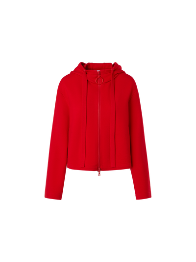 Designer Cropped Milano Knit Hoodie Jacket - red