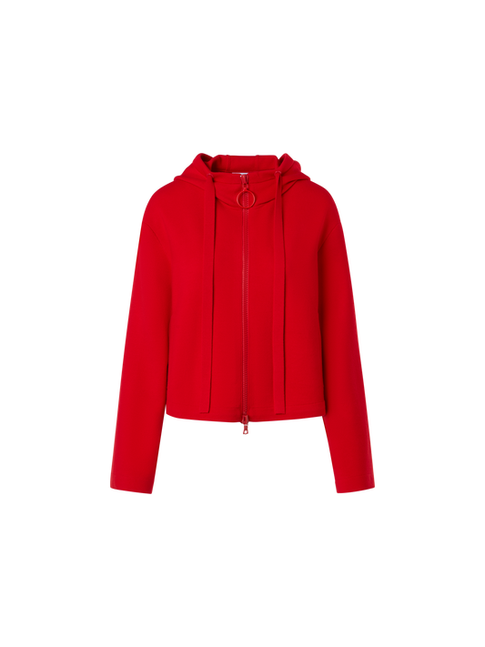 Designer Cropped Milano Knit Hoodie Jacket - red