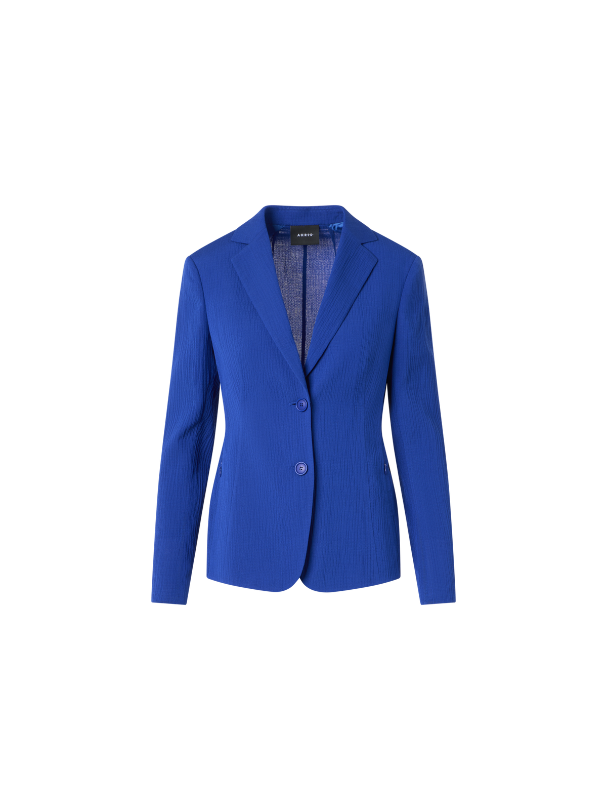 Designer Lavino Tailored Jacket in Structured Cotton Silk - blue