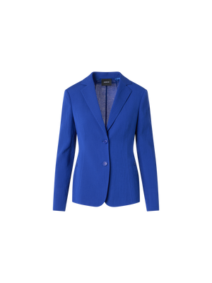 Designer Lavino Tailored Jacket in Structured Cotton Silk - blue