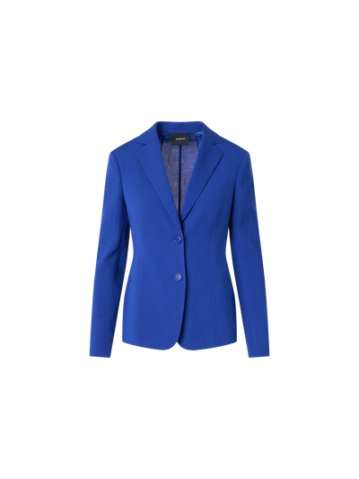 Designer Lavino Tailored Jacket in Structured Cotton Silk - blue