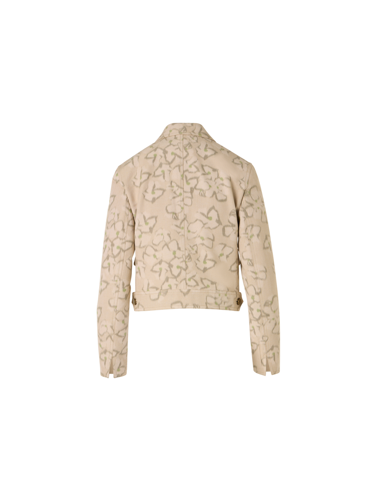 Designer Bracelet-Sleeve Ikat Flower Boxy Jacket - beige