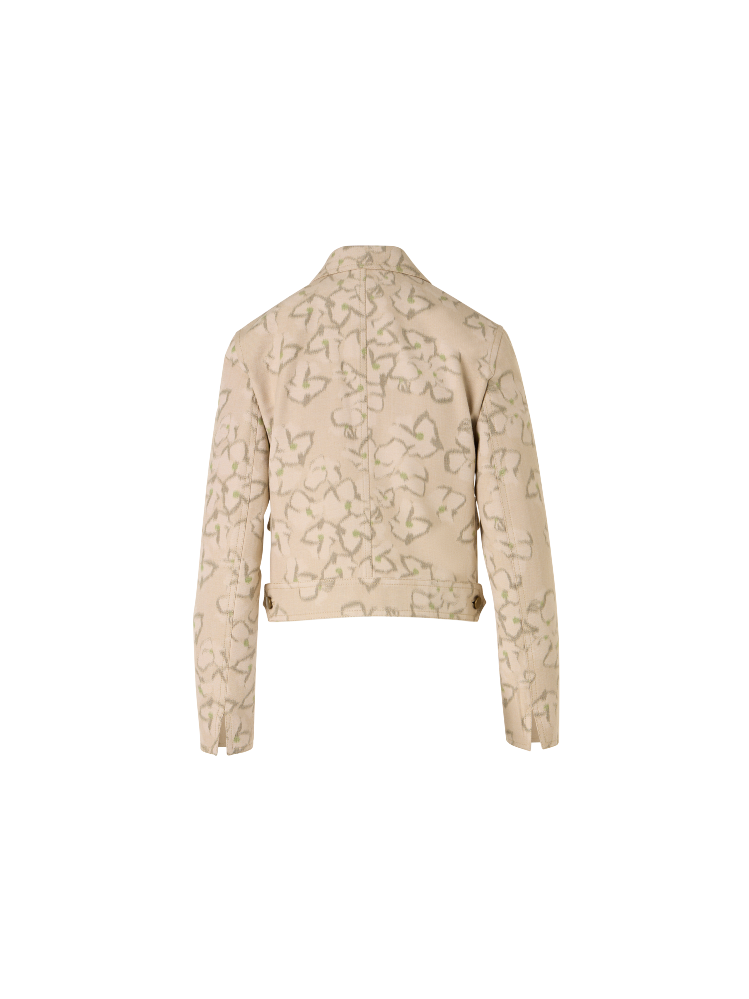 Designer Bracelet-Sleeve Ikat Flower Boxy Jacket - beige