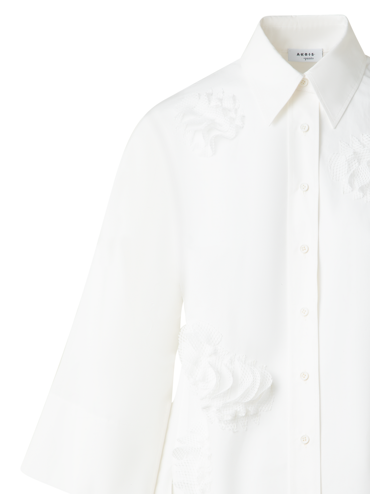 Designer Kimono Blouse with 3D Carnation Detail - neutral - ecru - white