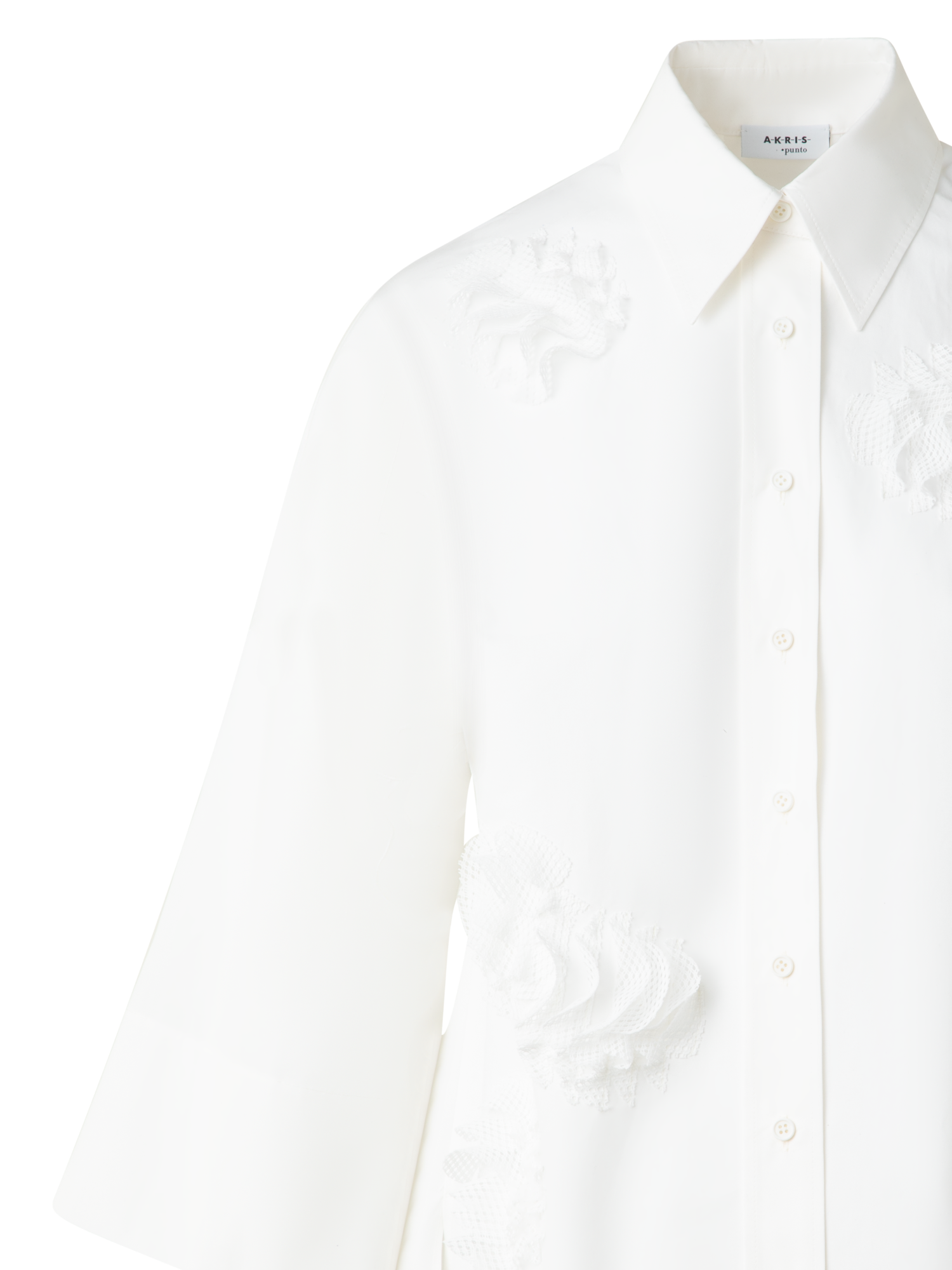 Designer Kimono Blouse with 3D Carnation Detail - neutral - ecru - white