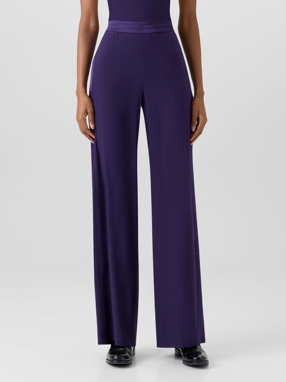 Designer Filibert Straight-Leg Pants in Stretch Silk - purple #editorial