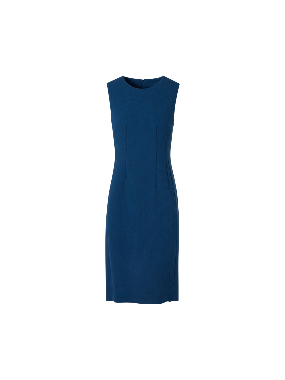 Designer Sleeveless Wool-Crêpe Double-Face Sheath Dress - blue