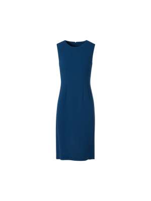 Designer Sleeveless Wool-Crêpe Double-Face Sheath Dress - blue
